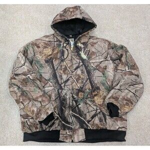Carhartt J221 CAP Realtree Camo Quilted Full Zip Hooded Jacket Men's 2XL Tall